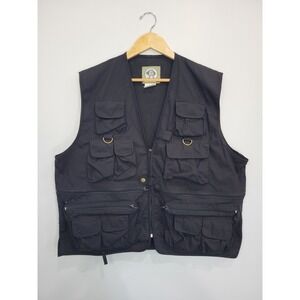 Uncle Milty Mens Black Utility Vest Multi Pocket Fishing Hunting Hiking Large